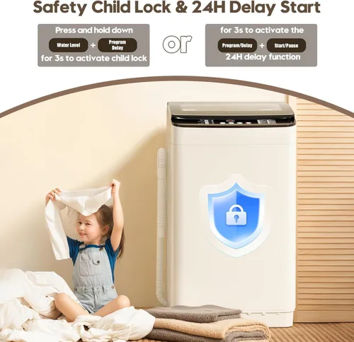 Vista 7 de Auertech Juego combinado de lavadora y secadora portátil, 2.8 pies cúbicos. Secadora de ropa portátil con secadora de botas, lavadora totalmente