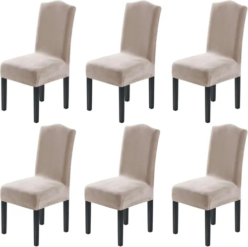 Vista 19 de H.VERSAILTEX Juego de 4 fundas elásticas para sillas de comedor, fundas protectoras para sillas Parson, tela de terciopelo sólido suave y gruesa