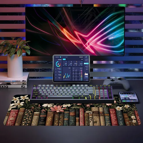 Vista 5 de Alfombrilla para mouse, antideslizante grande con bordes cosidos, tapete de escritorio para escritorio, laptop, computadora, teclado, protector