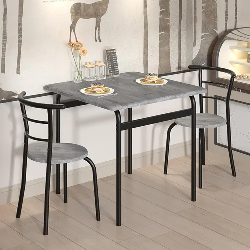 Vista 11 de VECELO juego de mesa de comedor para 4, juego de mesa de cocina de 5 piezas con 4 sillas, tablero de MDF con marco de metal para espacios pequeños