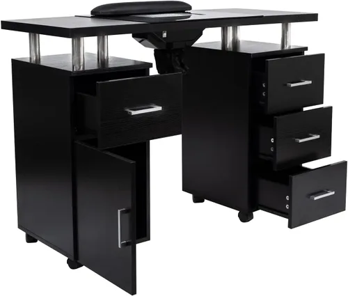 Vista 3 de DERMALOGIC Mesa de manicura Glass Glow Black II Salon Nail Table Salon Muebles y equipos, versión ligera