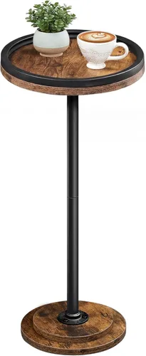 Vista 17 de HOOBRO Mesa auxiliar redonda pequeña, mesa de bebidas, mesa de café Martini con acento de pedestal para espacios pequeños en sala de estar, Negro