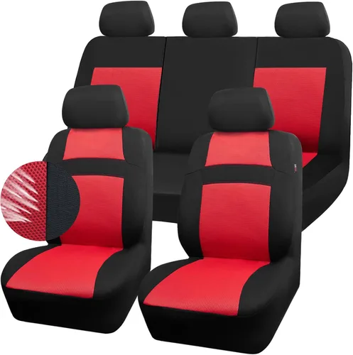 Vista 18 de CAR PASS Juego de fundas de asiento completas, Funda de asiento de malla de aire 3D con esponja compuesta de 5 mm en el interior, compatible