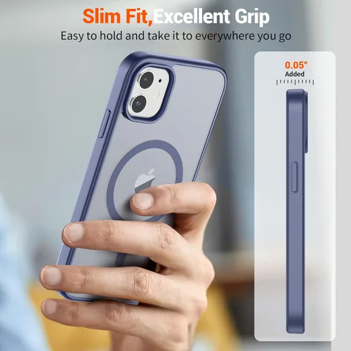 Vista 427 de SUPFINE - Funda magnética para iPhone 13 Pro Max (compatible con MagSafe), (protección contra caídas de grado militar de 10 pies), delgada, Negro