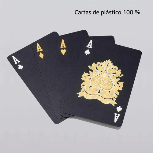Vista 6 de ACELION Cartas de juego impermeables, cartas de plástico, baraja de cartas, tarjetas de póquer de regalo (negro)
