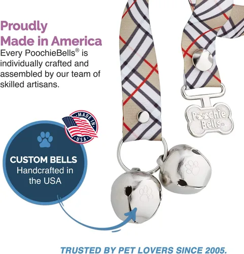 Vista 2 de PoochieBells El timbre original para orinal para perro, campanas de perro para entrenamiento de orinal y ruptura de casa de cachorros, entrena a tu