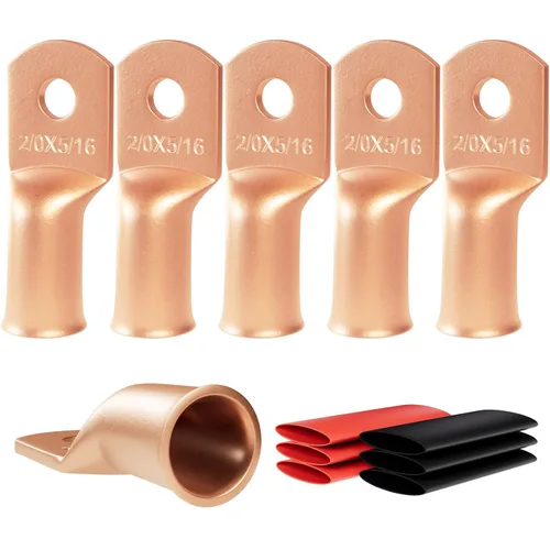 Vista 18 de 6 piezas 1/0 AWG - 1/2" (M12) Sanuke Terminales de anillo para cable de alambre con conectores de extremos resistentes para cable de batería, ojales