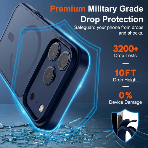 Vista 1971 de SUPFINE - Funda magnética para iPhone 13 Pro Max (compatible con MagSafe), (protección contra caídas de grado militar de 10 pies), delgada, Negro