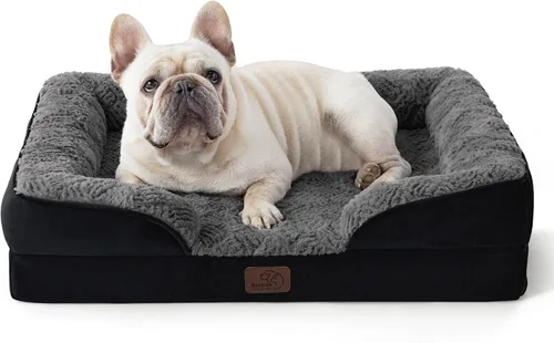 Vista 52 de Bedsure - Cama para gatos de interior, sofá cama lavable para perros muy pequeños, espuma de soporte con funda extraíble y lavable, forro Gris