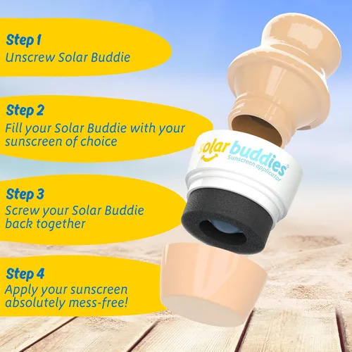 Vista 4 de Solar Buddies Aplicador de Protector Solar – Single Nude – Aplicador Recargable en Rollo con Esponja para Protector Solar, Crema Solar y Loción