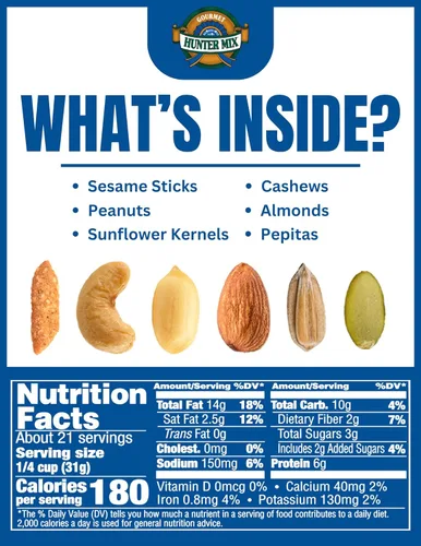 Vista 3 de Southern Style Nuts Cheesy Cheddar Hunter Mix, 20 onzas, cacahuetes, palitos de sésamo, palitos de maíz, almendras y anacardos