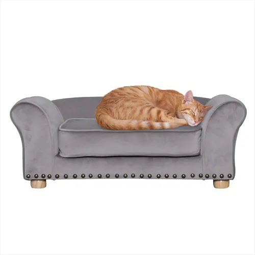 Vista 13 de Critter Sitters Sofá para Perros Rectangular de Microfibra Tostado de 36 Pulgadas para Perros de Tamaño Mediano, Cama Sofá Elevada Moderna