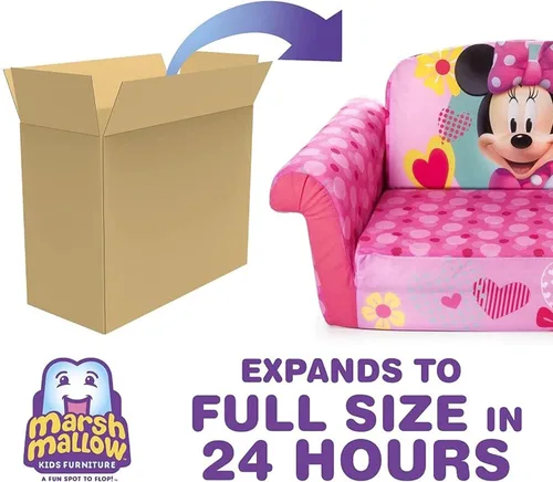 Vista 3 de Marshmallow Furniture, Children's 2 in 1 Flip Open Foam Sofa, Minnie Mouse, by Spin Master