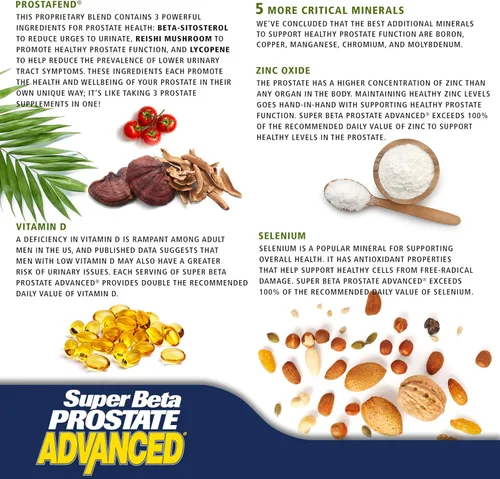 Vista 4 de SUPER BETA PROSTATE Advanced Chewables - Suplemento de apoyo de próstata para la salud masculina (60 masticables, 1 botella)