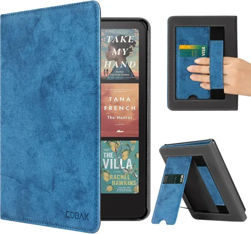 Vista 41 de CoBak - Funda para Ereader de piel sintética duradera con función de apagado y encendido automático, ranura para tarjetas y correa para la mano - Se