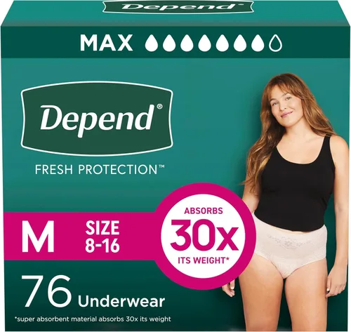 Vista 18 de Depend Fresh Protection - Pañales para adultos, ropa interior de incontinencia y para pérdida de orina posparto para mujer, desechable, máxima