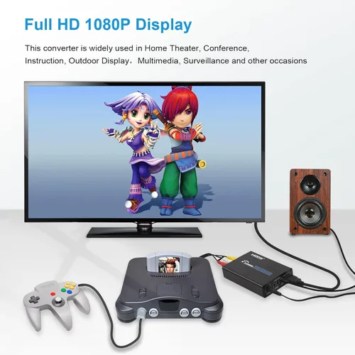 Vista 6 de Convertidor RCA Svideo a HDMI con cables AV + S-Video, RCA compuesto CVBS AV o Svideo + entrada de audio R/L a salida HDTV Convertidor de lujo