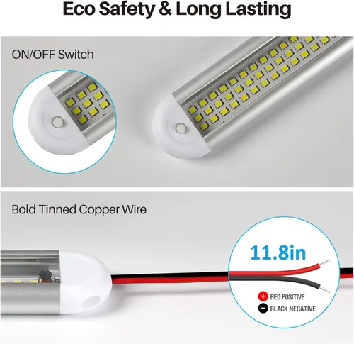 Vista 3 de CT CAPETRONIX - Barra de luz interior LED de 12 V, 120 LED, 1500 lúmenes, 8 W, CC, 12 voltios, con interruptor de encendido/apagado, para remolque