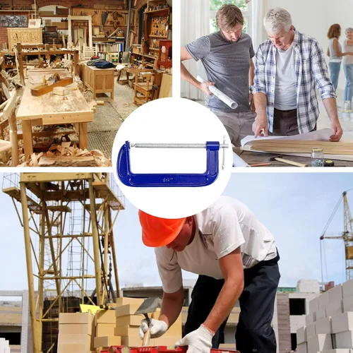 Vista 6 de Paquete de 2 abrazaderas en C, abrazaderas C de hierro maleable, mango de barra en T resistente con abrazadera en C para carpintería, metalurgia