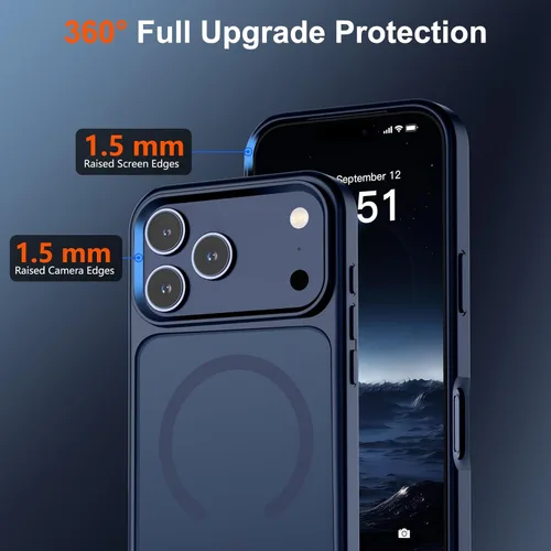 Vista 1972 de SUPFINE - Funda magnética para iPhone 13 Pro Max (compatible con MagSafe), (protección contra caídas de grado militar de 10 pies), delgada, Negro