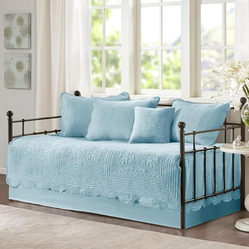 Madison Park Juego de funda para sofá cama, funda acolchada de damasco para sofá cama, para todas las estaciones, ropa de cama costera prelavada