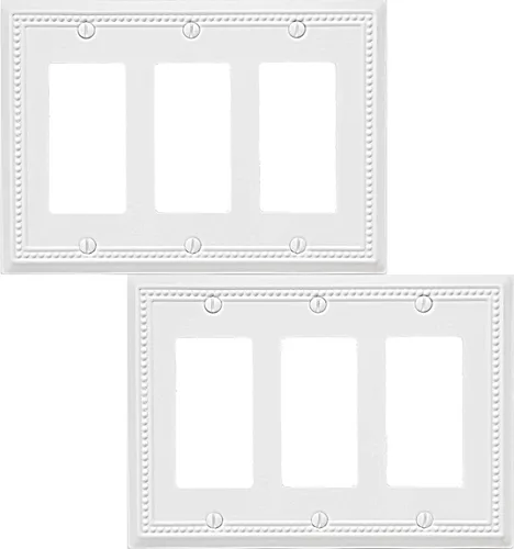 Vista 10 de OKAWYC Belaire - Cubierta para interruptor de luz de decoración individual, placa de pared de metal con cuentas, paquete de 4 unidades de bronce