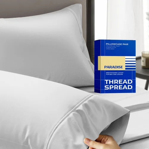 Vista 18 de THREAD SPREAD Fundas de almohada 100% de algodón egipcio - Fundas de almohada de alto conteo de hilos tamaño Queen/estándar, paquete de 2, suaves