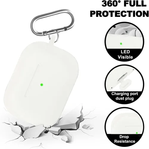 Vista 17 de Funda Protectora para AirPods 1/2, viene con kit de limpieza, funda protectora de silicona suave con hebilla, compatible con estuche de carga