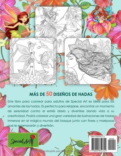 Vista 2 de Hadas - Libro de Colorear para Adultos Más de 50 hermosas Hadas y selvas encantadas. Libros de Colorear anti estrés con diseños relajantes.