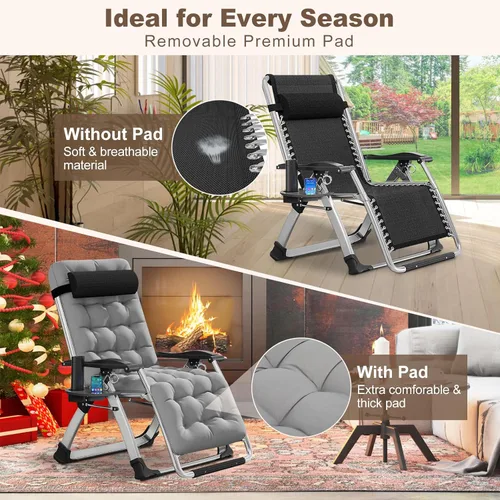 Vista 3 de DoCred Silla cómoda, silla plegable reclinable para dormitorio y sala de estar, sillas reclinables plegables para patio, silla de descanso con cojín