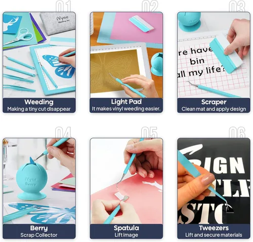 Vista 4 de iVyne Juego completo de almohadillas de luz recargables A4, herramientas de deshierbe para vinilo, colector de desechos de deshierbe para máquinas