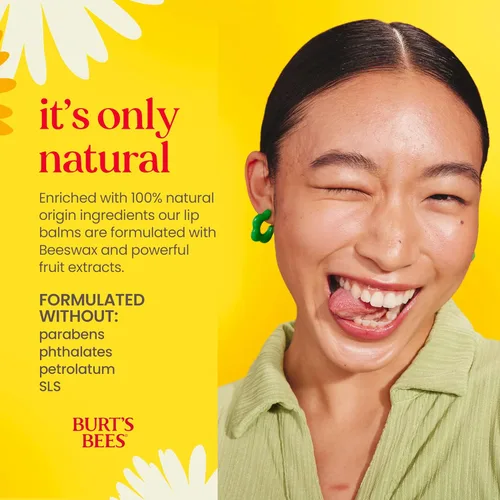 Vista 4 de Burt's Bees Bálsamo labial - coco y pera, hidratante labial con cera de abejas de origen responsable, sin tinte, tratamiento acondicionador