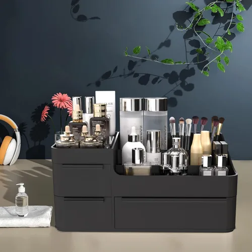 Vista 5 de Makeup Organizer for Vanity, Bathroom Countertop Storage Display Boxes Case,Stackable Cosmetic Holder for Jewelry Hair Accessories Beauty Skincare