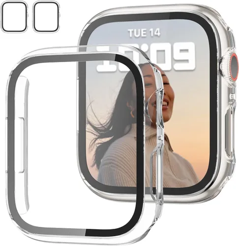 Vista 21 de JZK Juego de 2 fundas con protector de pantalla de vidrio templado para Apple Watch Ultra 3 (2025) Ultra 2/Ultra 49mm, protector delgado