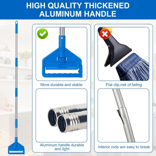 Vista 6 de KeFanta Trapeador comercial de 60 pulgadas con mango largo, trapeador de algodón de cuerda de extremo con bucle para limpieza del hogar, cocina