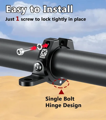 Vista 2 de 2 PCS UTV Whip Light Mounts, Sturdy Aluminium Alloy UTV Whip Flag Mounts, 360° Rotating Adjustable Off-Road Light Bar Mounting Brackets for 1.5