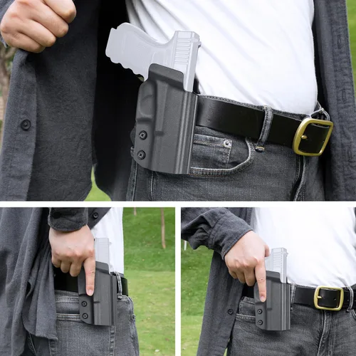 Vista 6 de WARRIORLAND Funda OWB Kydex con corte óptico, ajuste seleccionado para Glock 17/19/19X/43/43X MOS, sin riel 1911, Hellcat/Hellcat Pro, Taurus