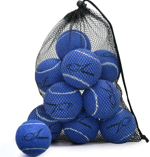 Bulk Tennis Balls for Beginner – 12 Pack High Elasticity Practice Tennis Balls with Mesh Bag, Suit for Pet Dog Training, Fetching