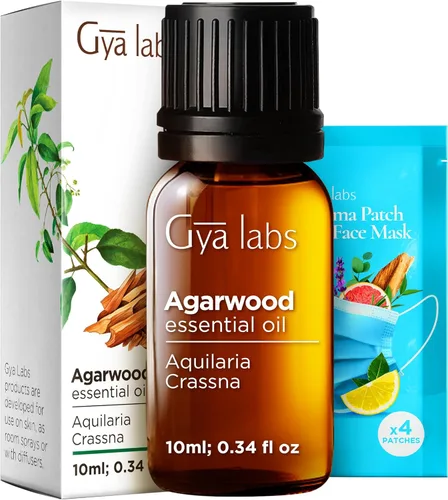 Gya Labs Aceite Esencial de Madera de Agar - 0.34 Fl Oz - para Cabello, Piel, Difusor, Aromaterapia y Fabricación de Velas DIY