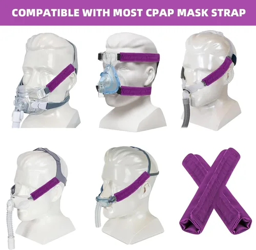 Vista 4 de Paquete de 6 fundas de correa CPAP de satén suaves, cojines de máscara CPAP, cojines de correa CPAP transpirables, protector de cabello CPAP