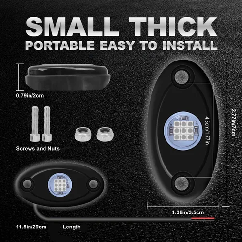 Vista 5 de 6Pods - Luces LED de neón azules para auto, camiones, ATV, UTV, SUV, debajo de la carrocería, luz impermeable (azul)