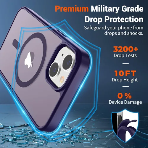 Vista 1171 de SUPFINE - Funda magnética para iPhone 13 Pro Max (compatible con MagSafe), (protección contra caídas de grado militar de 10 pies), delgada, Negro