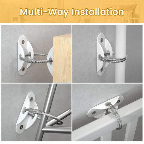 Vista 8 de Booda Brand Anclajes para muebles (paquete de 10) para proteger a los bebés, correas de muebles antipuntas, anclaje para muebles que aseguran 400