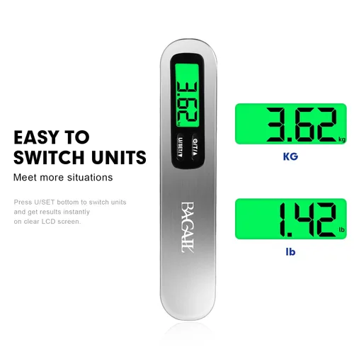 Vista 2 de BAGAIL Báscula digital de equipaje báscula de equipaje colgante con pantalla LCD retroiluminada báscula de peso de viaje báscula de peso portátil