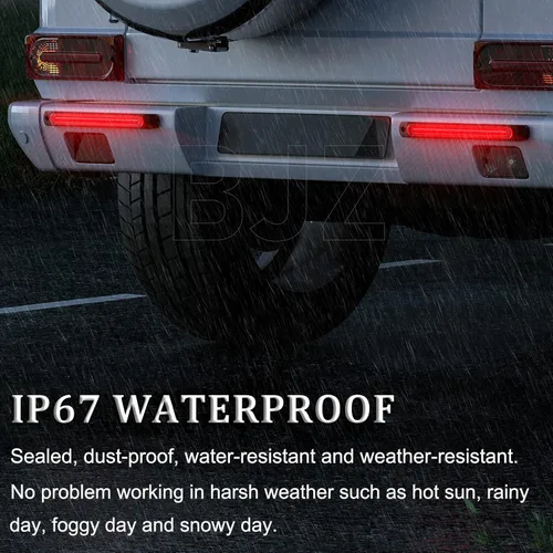 Vista 6 de BJZ 10'' LED Trailer Tail Lights Bar Red Brake Stop Marker Light Strip Amber Turn Signal Sequential Flow Identification Light Assembly w/Waterproof