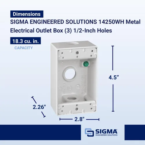 Vista 4 de SIGMA ENGINEERED SOLUTIONS 14250WH Caja de Salida Eléctrica de Metal, Resistente a la Intemperie, Protector de Enchufe y Receptáculo de Montaje