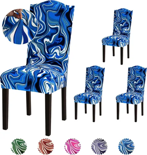 Vista 105 de Juego de 6 fundas elásticas para sillas de comedor, extraíbles y lavables, para sillas de comedor, hotel, ceremonia