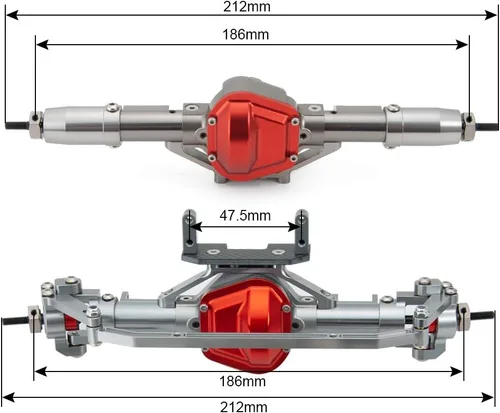 Vista 6 de CNC Aluminum Front & Rear Axle Set for 1/10 SCX10 RC Crawler Axial Heavy Duty Version (Titanium)