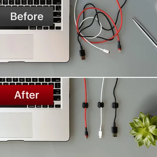 Vista 6 de X-Protector 3 soportes magnéticos para cables - Clips de cable premium - Soporte de cable autoadhesivo para automóvil - Organizador de cables