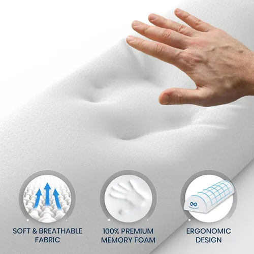 Vista 5 de Almohada Everlasting Comfort debajo de la rodilla para dormir de espalda - Almohada de espuma viscoelástica de media luna para dolor de espalda